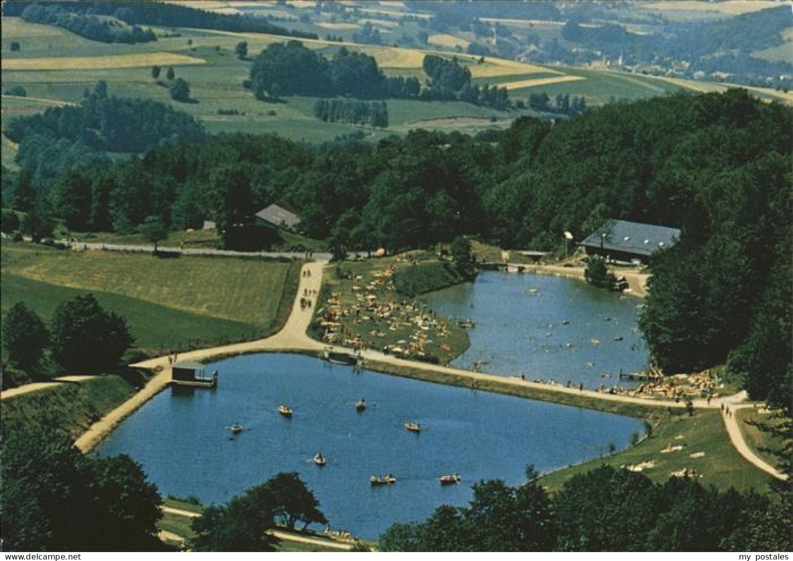 Wasserkuppe Rhoen Guckai See im Naturpark Rhoen Fliegeraufnahme