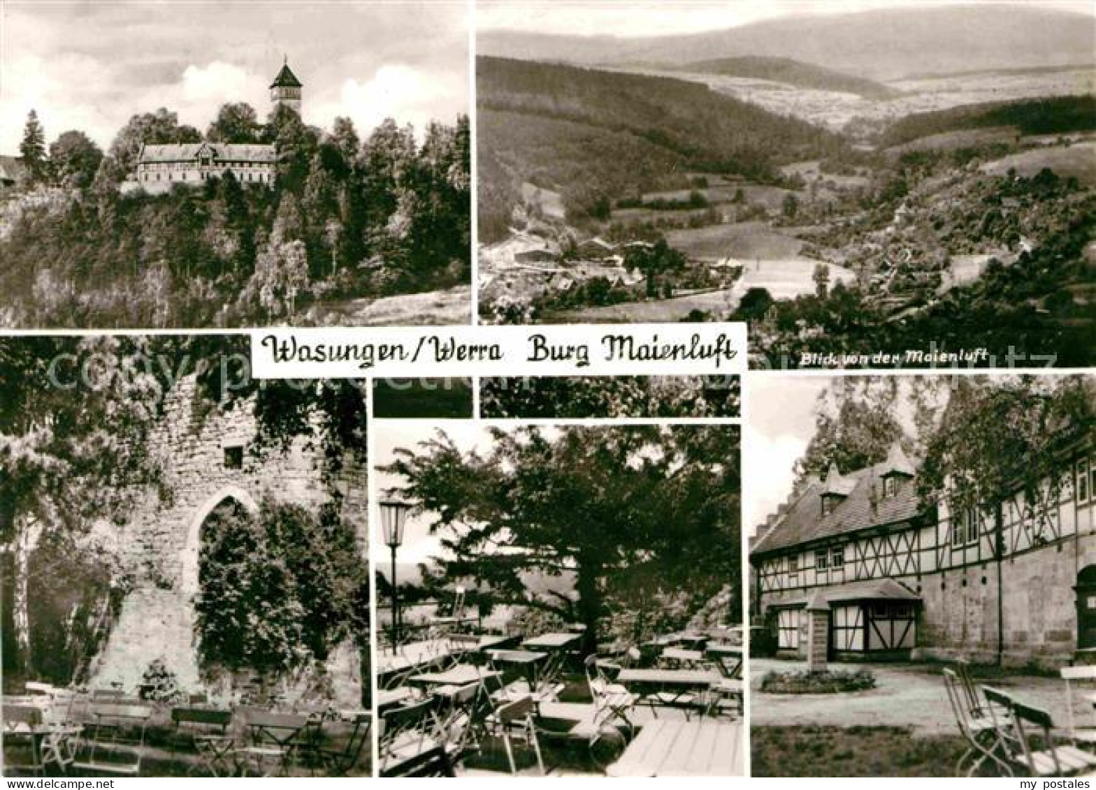 Wasungen Burg Maienluft Gaststaette Terrasse Landschaftspanorama
