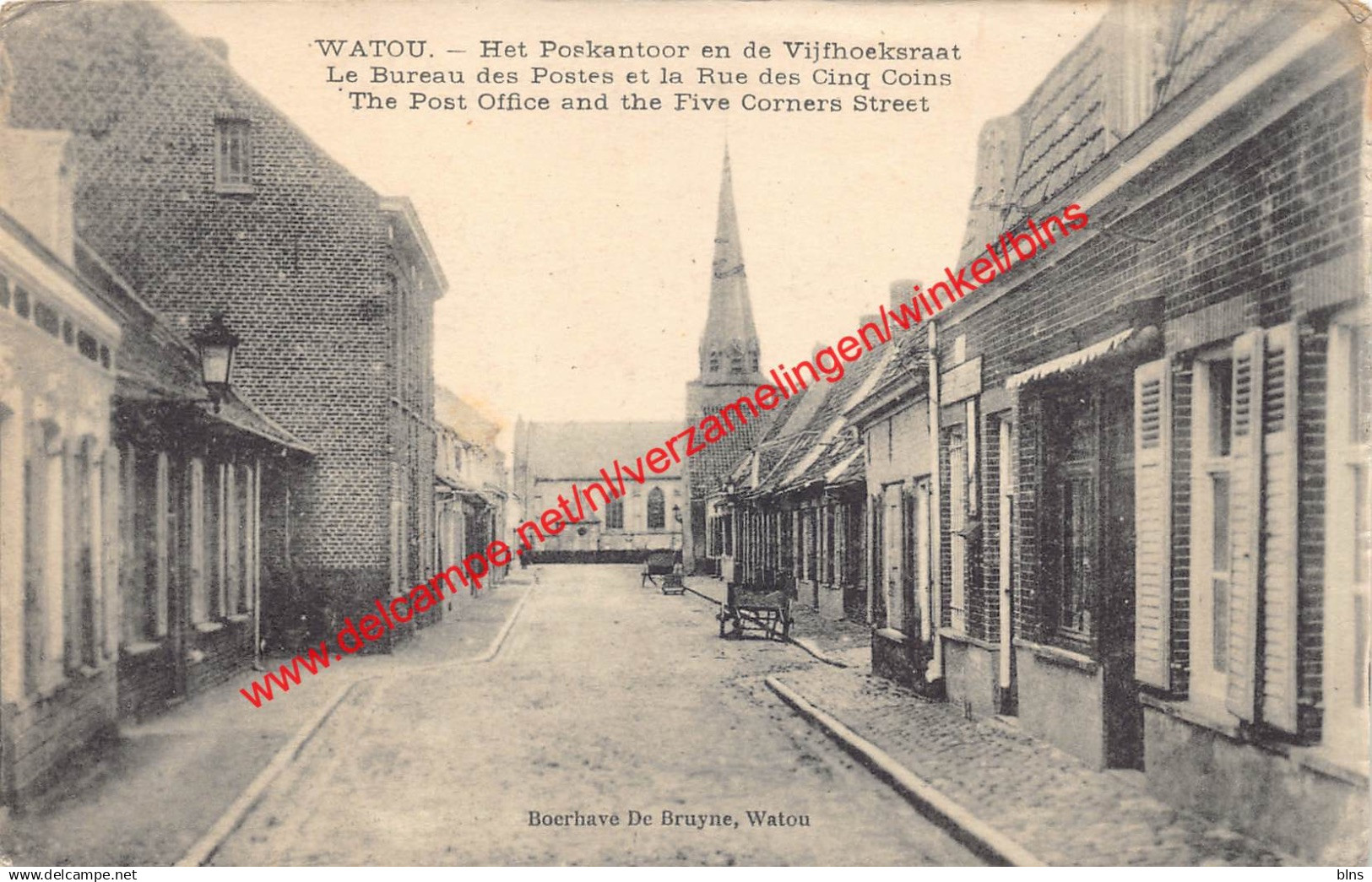 Watou - Het Postkantoor en de Vijfhoekstraat - Poperinge