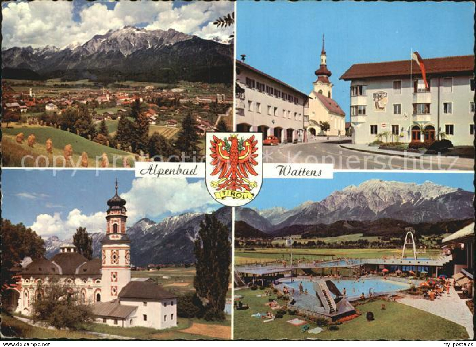 Wattens Ortsansicht mit Kirche Freibad Alpenpanorama