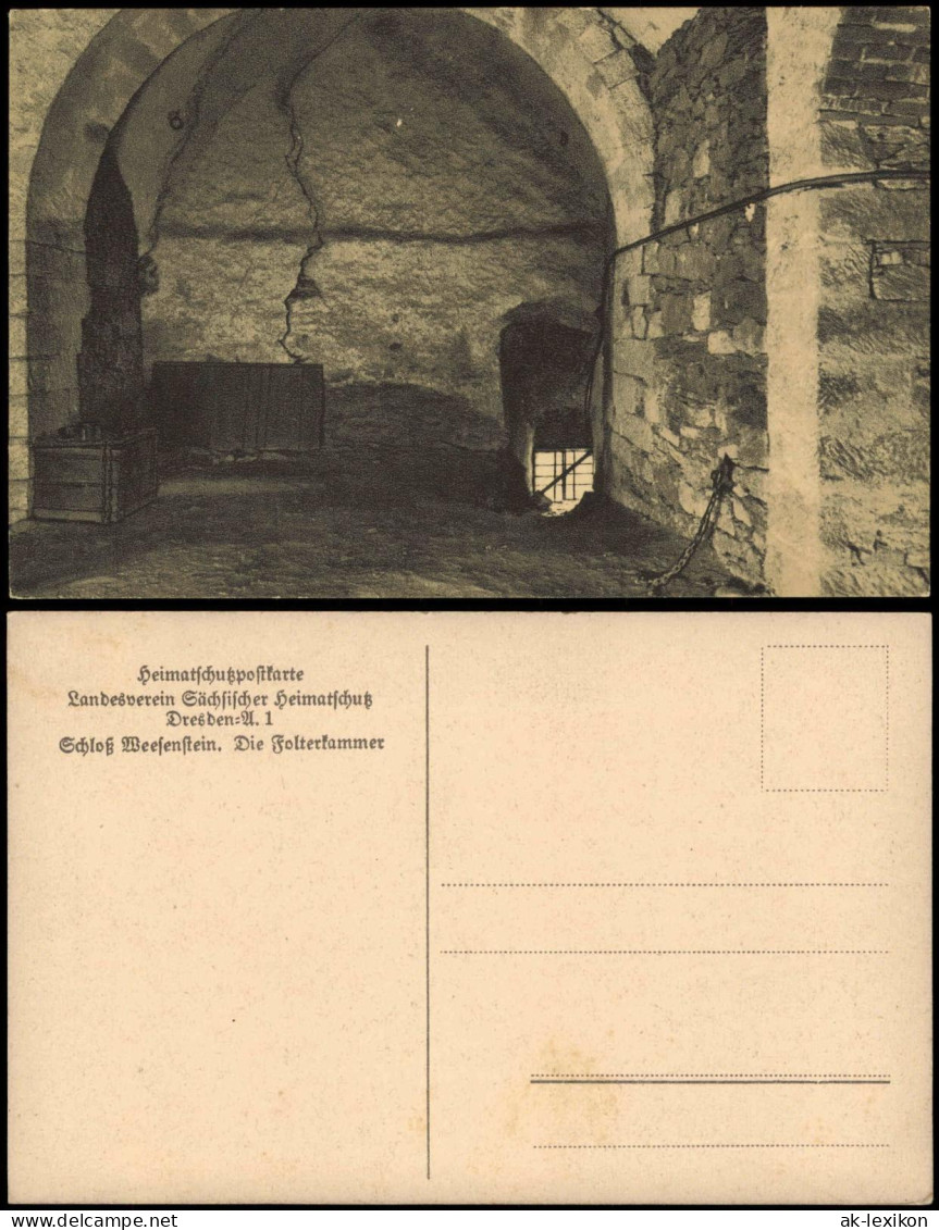 Weesenstein (Müglitz) Schloß Weesenstein. Die Folterkammer 1925