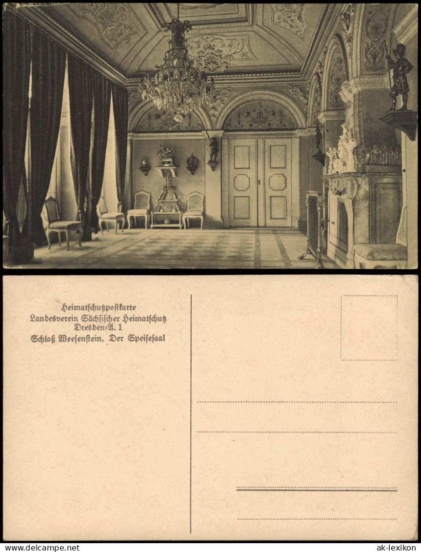 Weesenstein (Müglitz) Schloss Weesenstein Innenansicht Speisesaal 1910