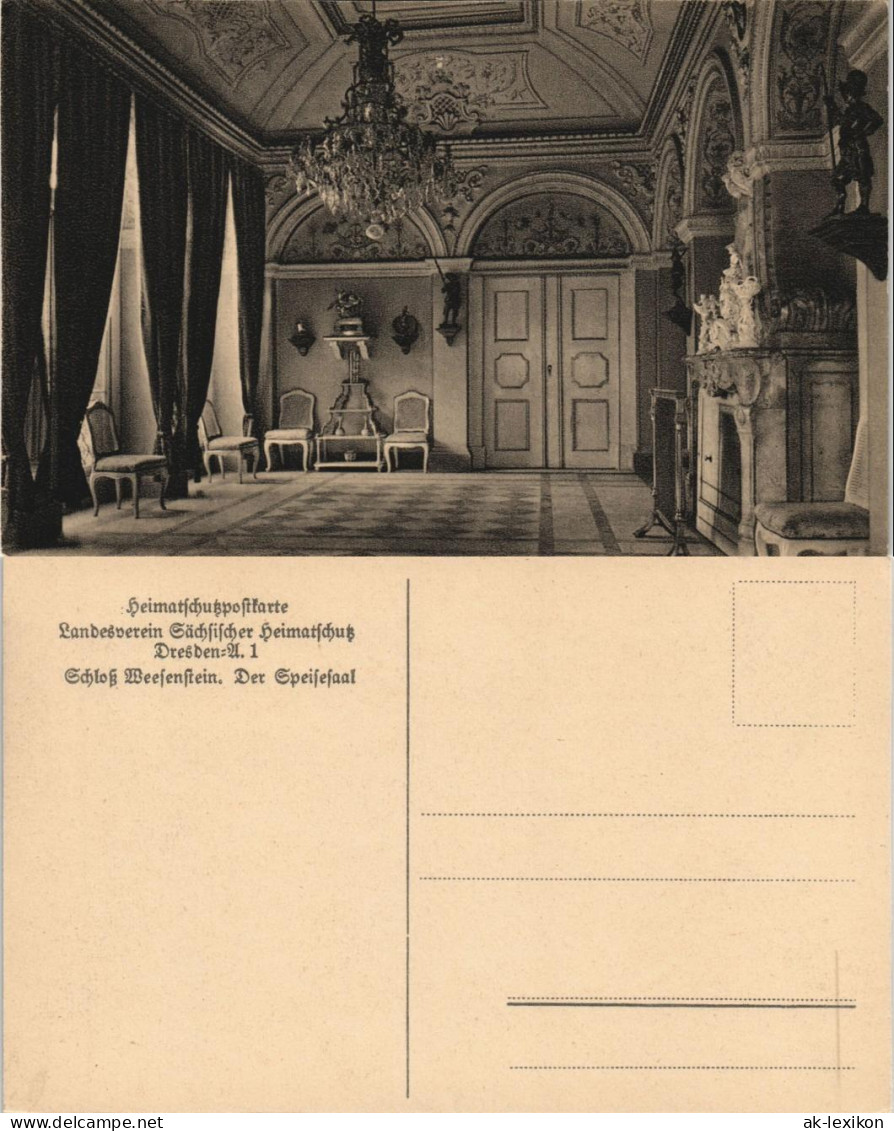 Weesenstein (Müglitz) Schloss Weesenstein Speisesaal Innenansicht 1920
