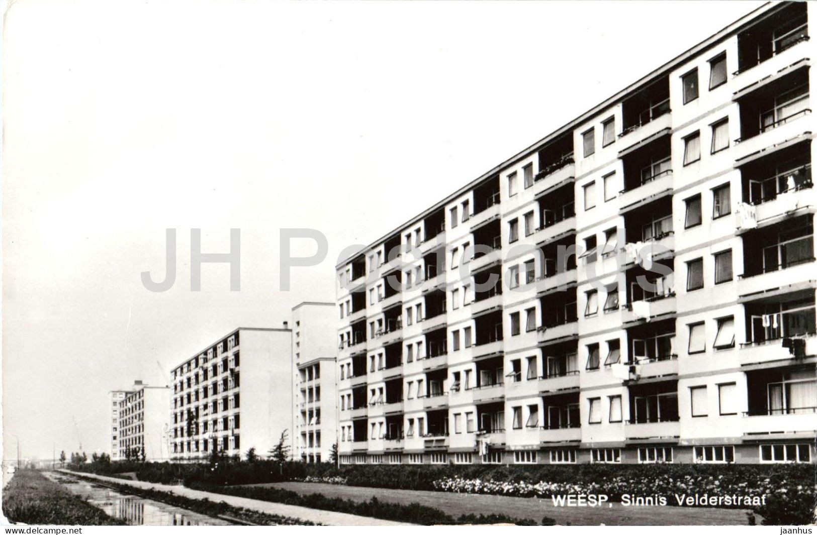 Weesp - Sinnis Velderstraat - apartment blocks - real photo postcard - old postcard - Netherlands - unused