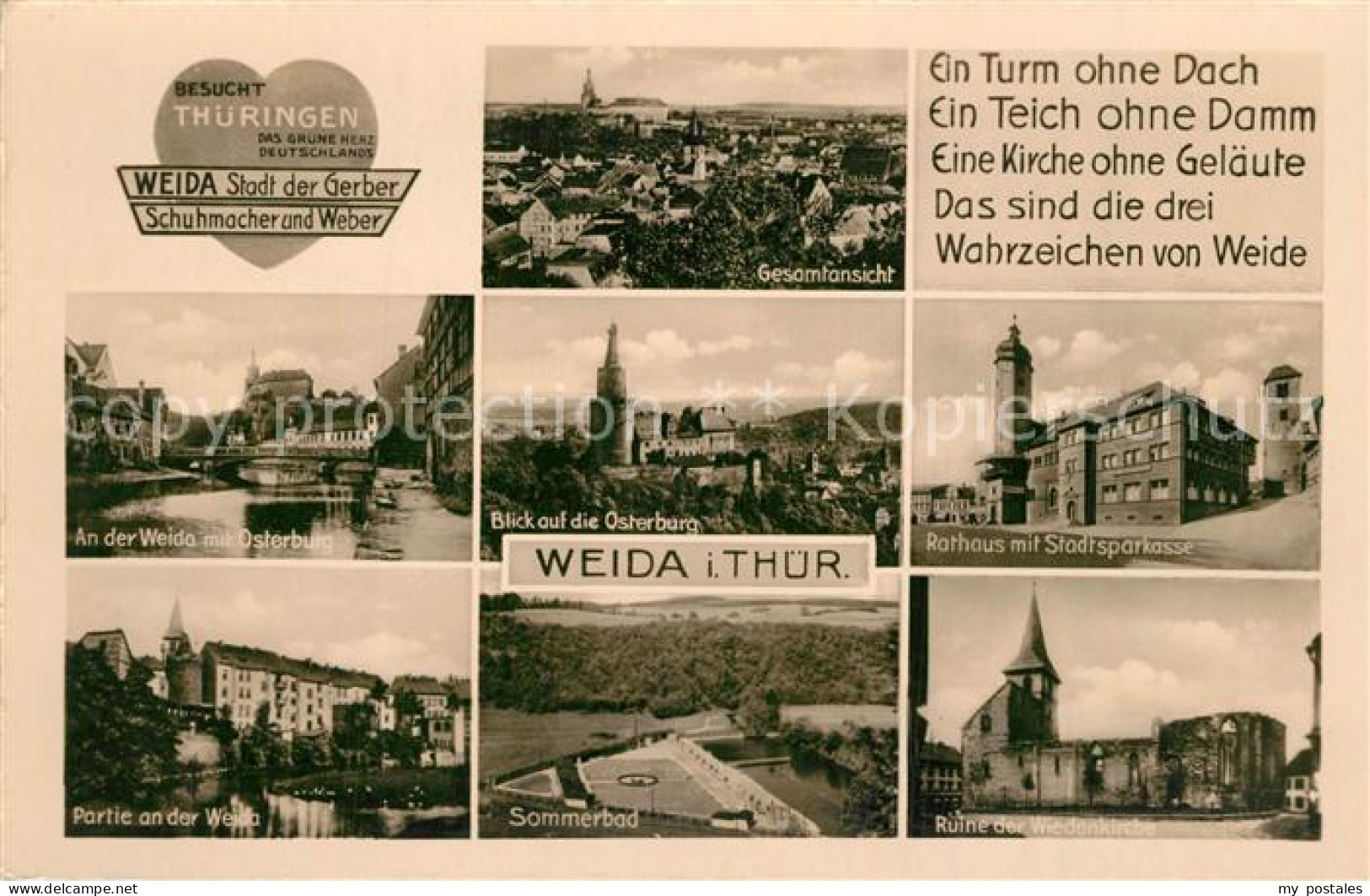 Weida Thueringen Osterburg Sommerbad Ruine Wiedenkirche Rathaus Gedicht
