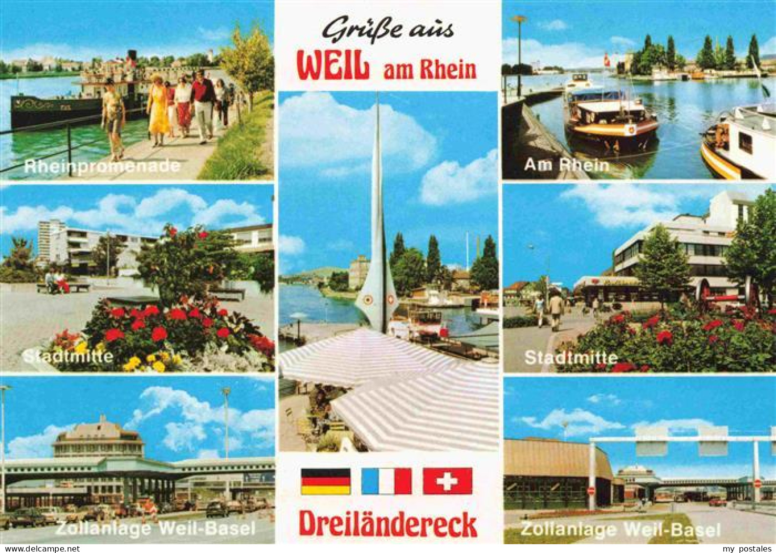 Weil am Rhein Rheinpromenade Stadtmitte Zollanlage Weil Basel Dreilaendereck Rhe