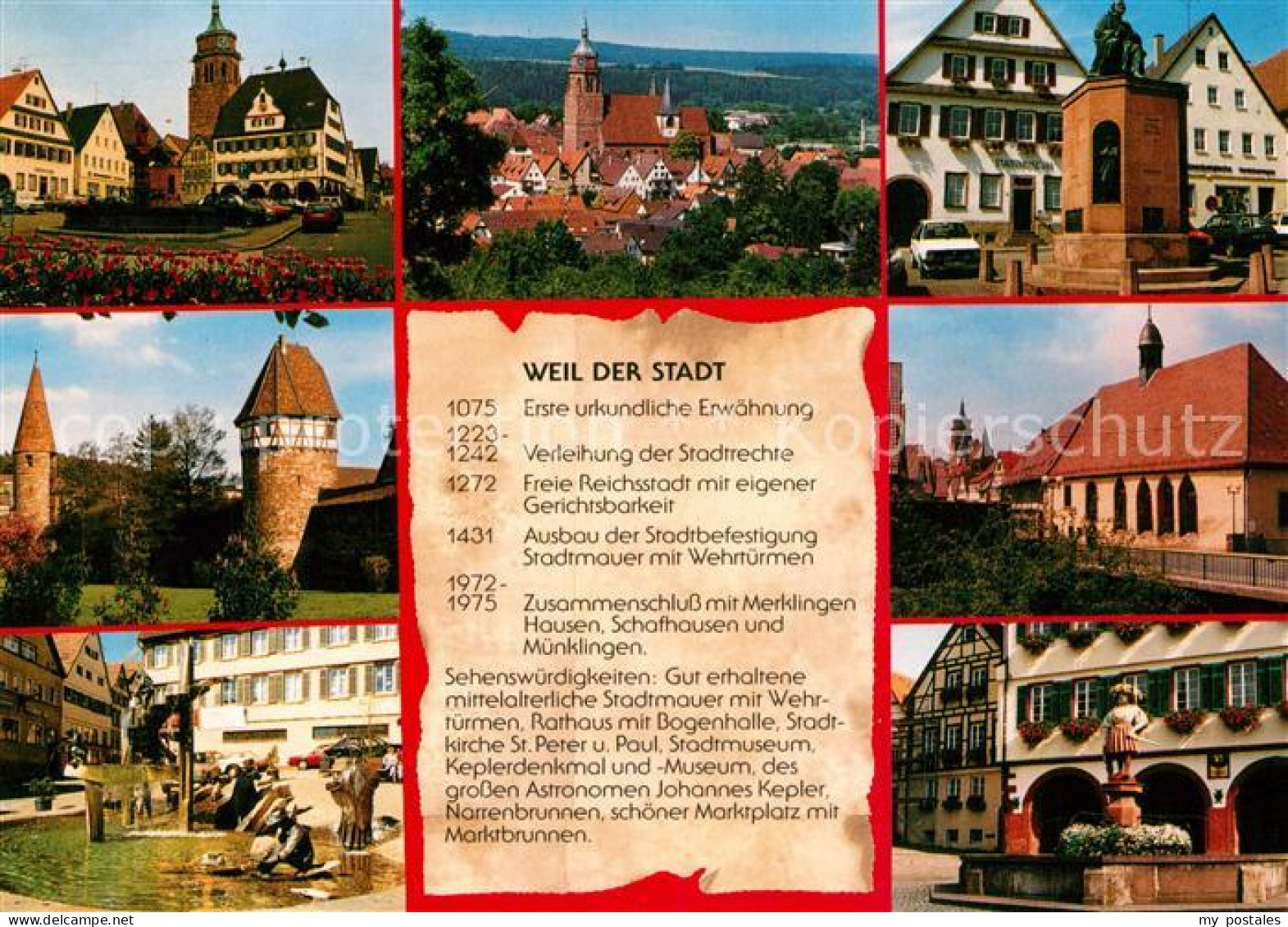 Weil der Stadt Rathaus Kirche Brunnen Turm Ortsmotive