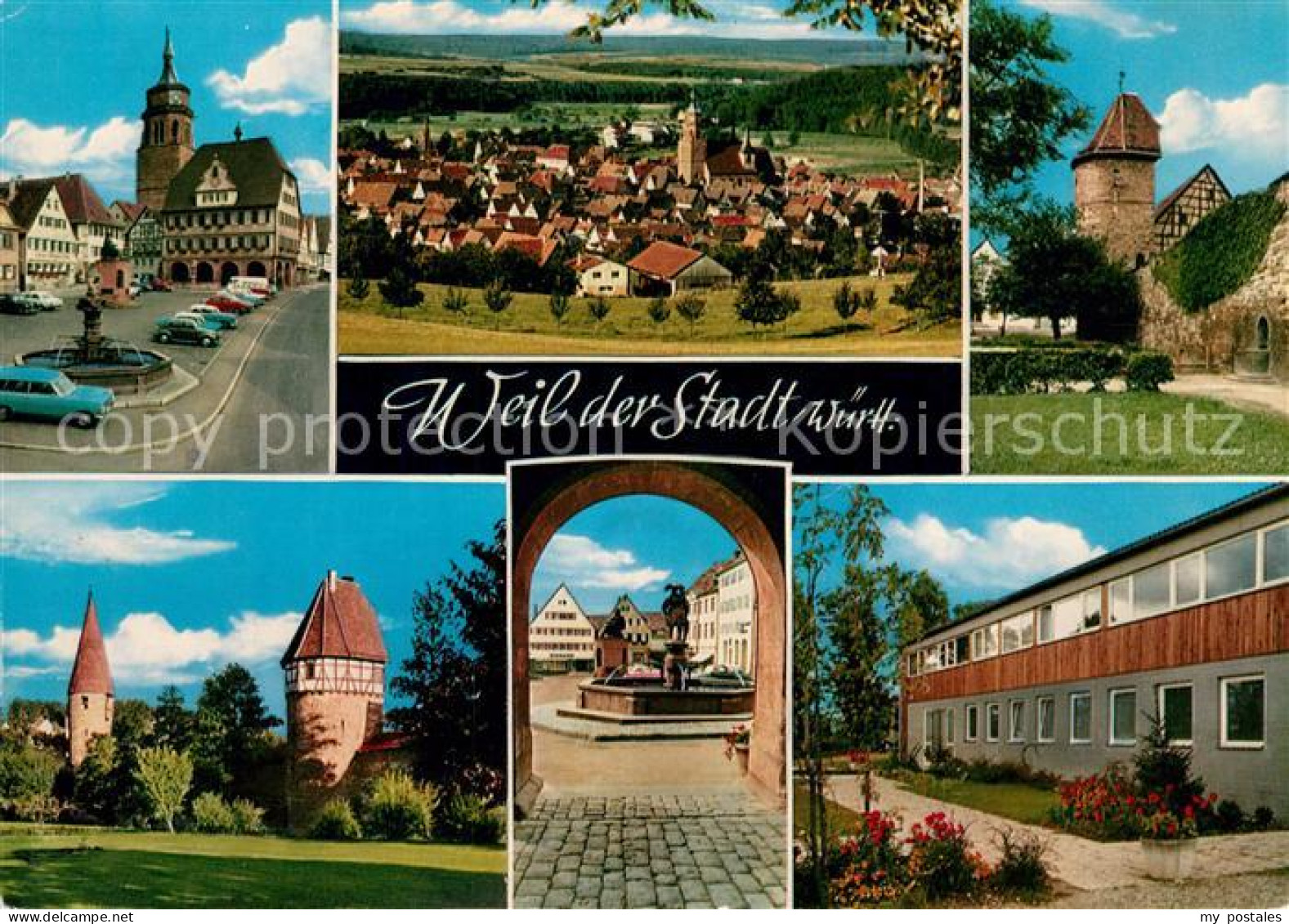 Weil der Stadt Rathaus Storchenturm Brunnen Kirche