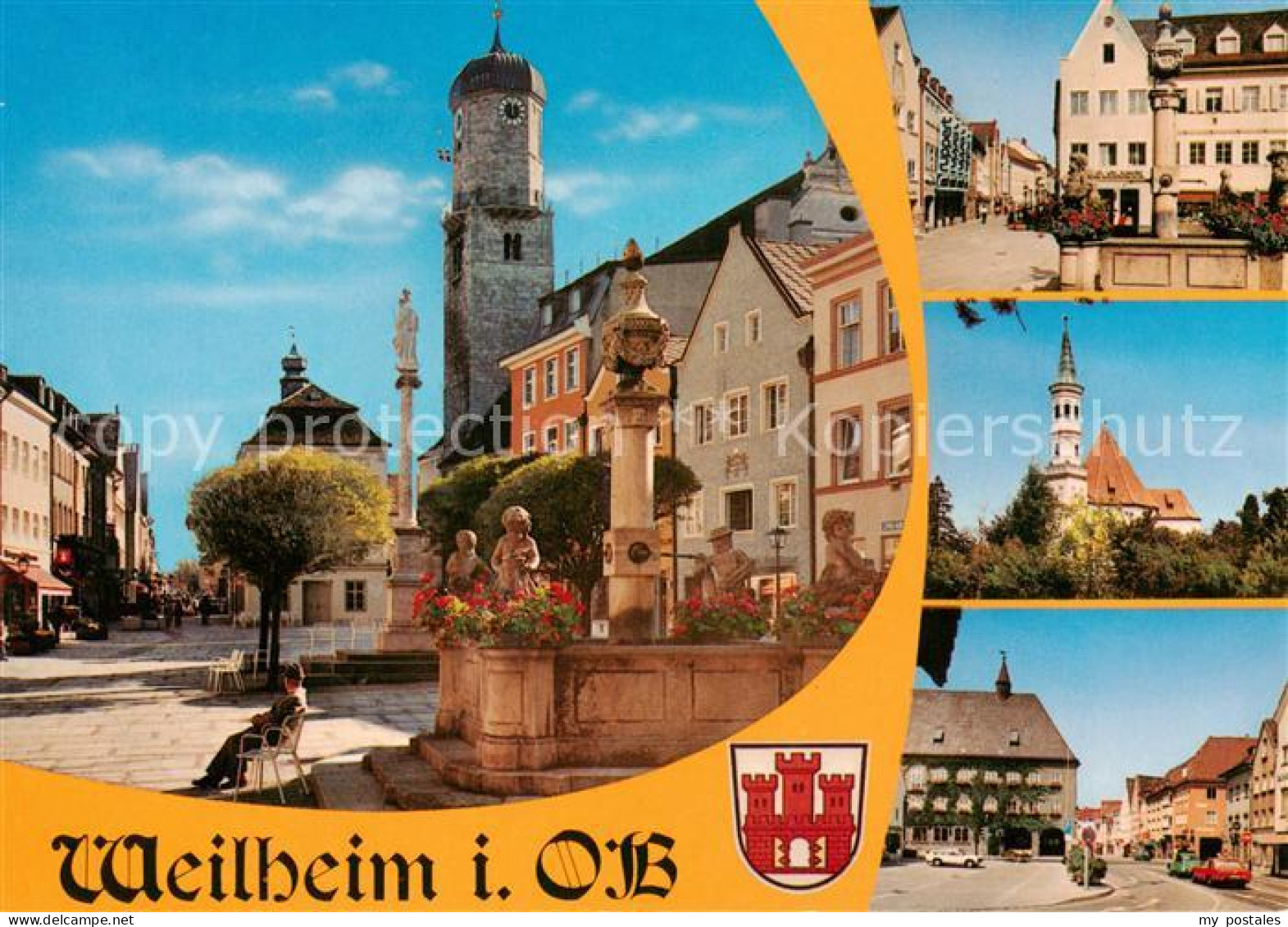 Weilheim Oberbayern Kirche Brunnen Ortspartien