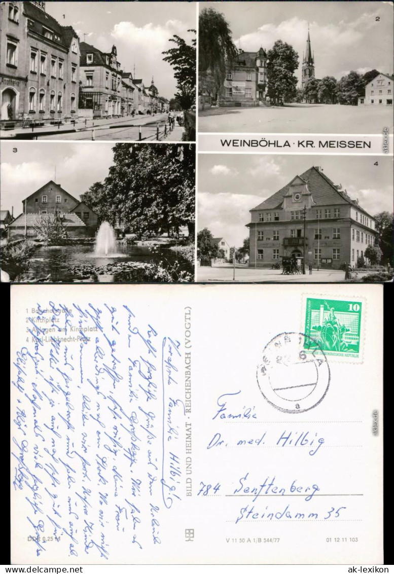 Weinböhla  Bahnhofstraße Kirchplatz Karl-Liebknecht-Platz Ansichtskarte  1977