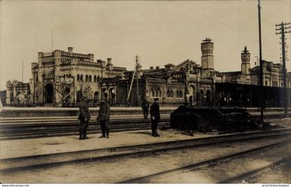 CPA Brest Litowsk Weißrussland, Hauptbahnhof, Gleisseite