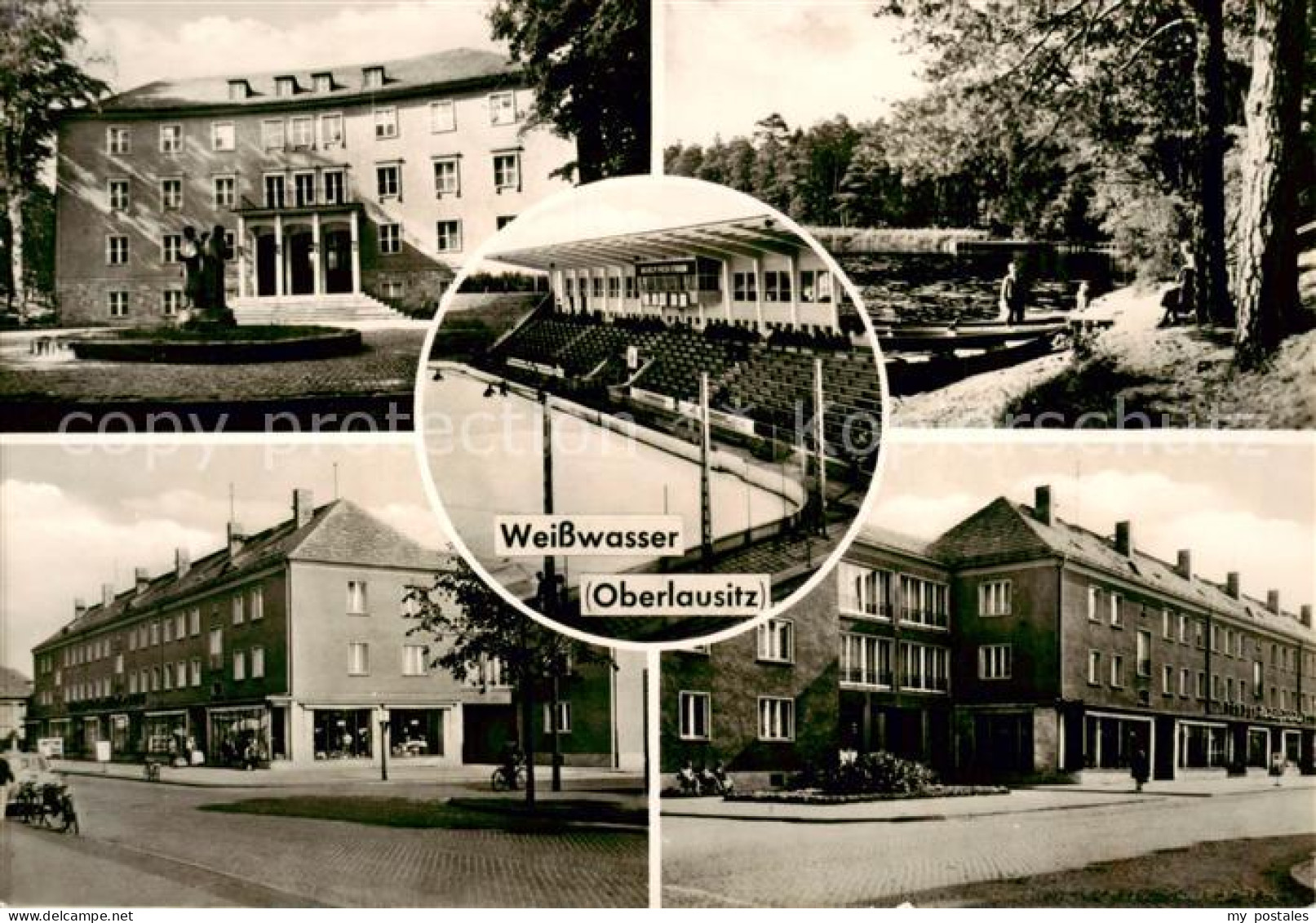 Weisswasser  Oberlausitz Park Brunnen Teich Stadion Ortspartien