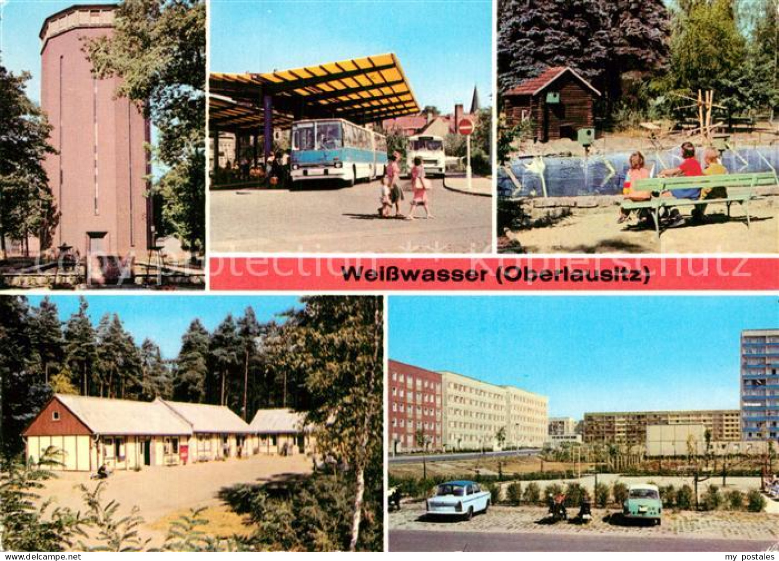 Weisswasser Oberlausitz Wasserturm Busbahnhof Tierpark Pionierlager Wohnkomplex