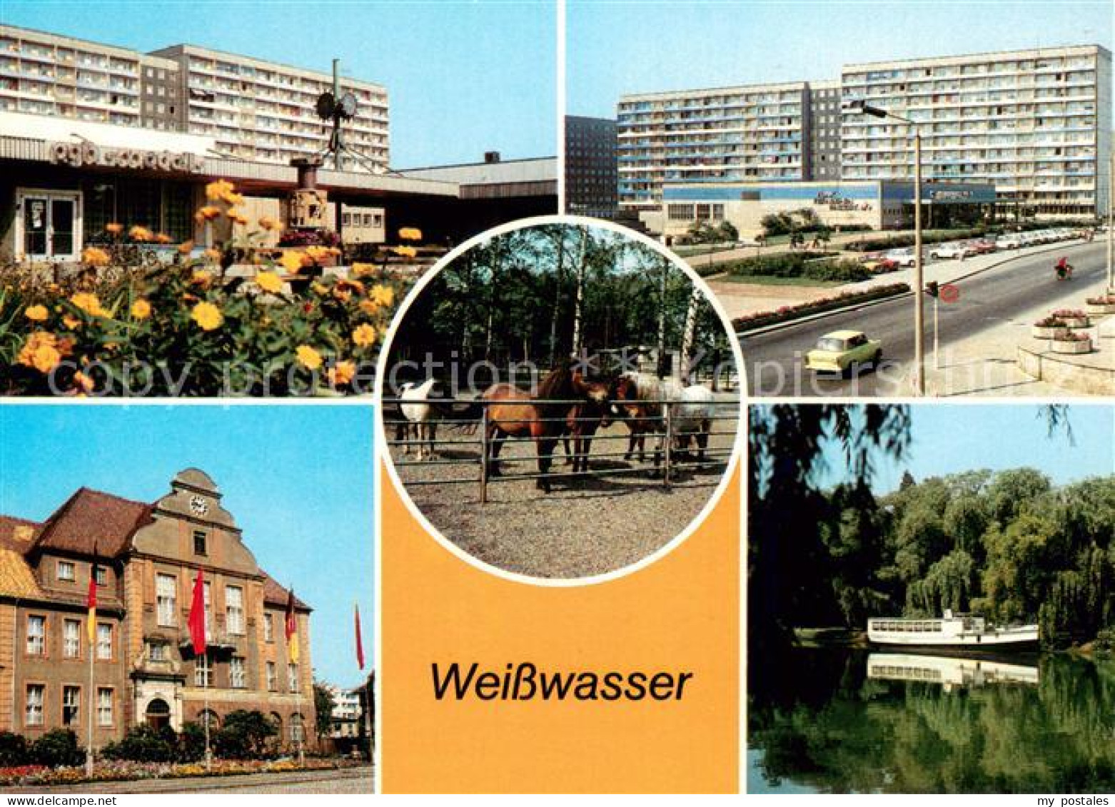 Weisswasser Oberlausitz Wohnkomplex am Wasserturm Kaufhaus Tiergarten Rathaus Ja