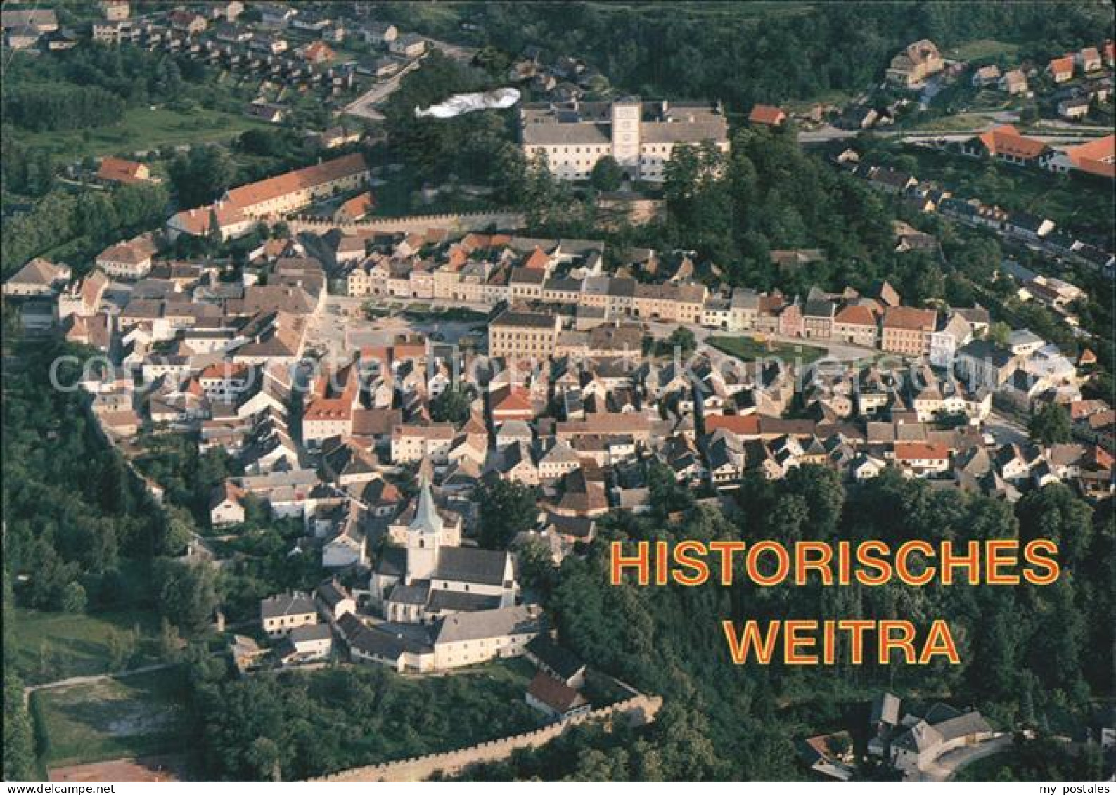 Weitra Historische Stadt Schloss Stadtmauer Fliegeraufnahme