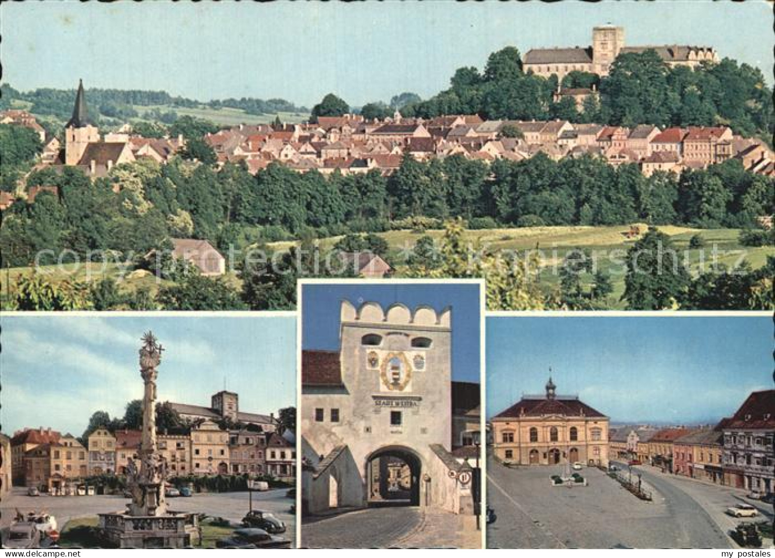 Weitra Panorama Schloss Brunnen Stadttor