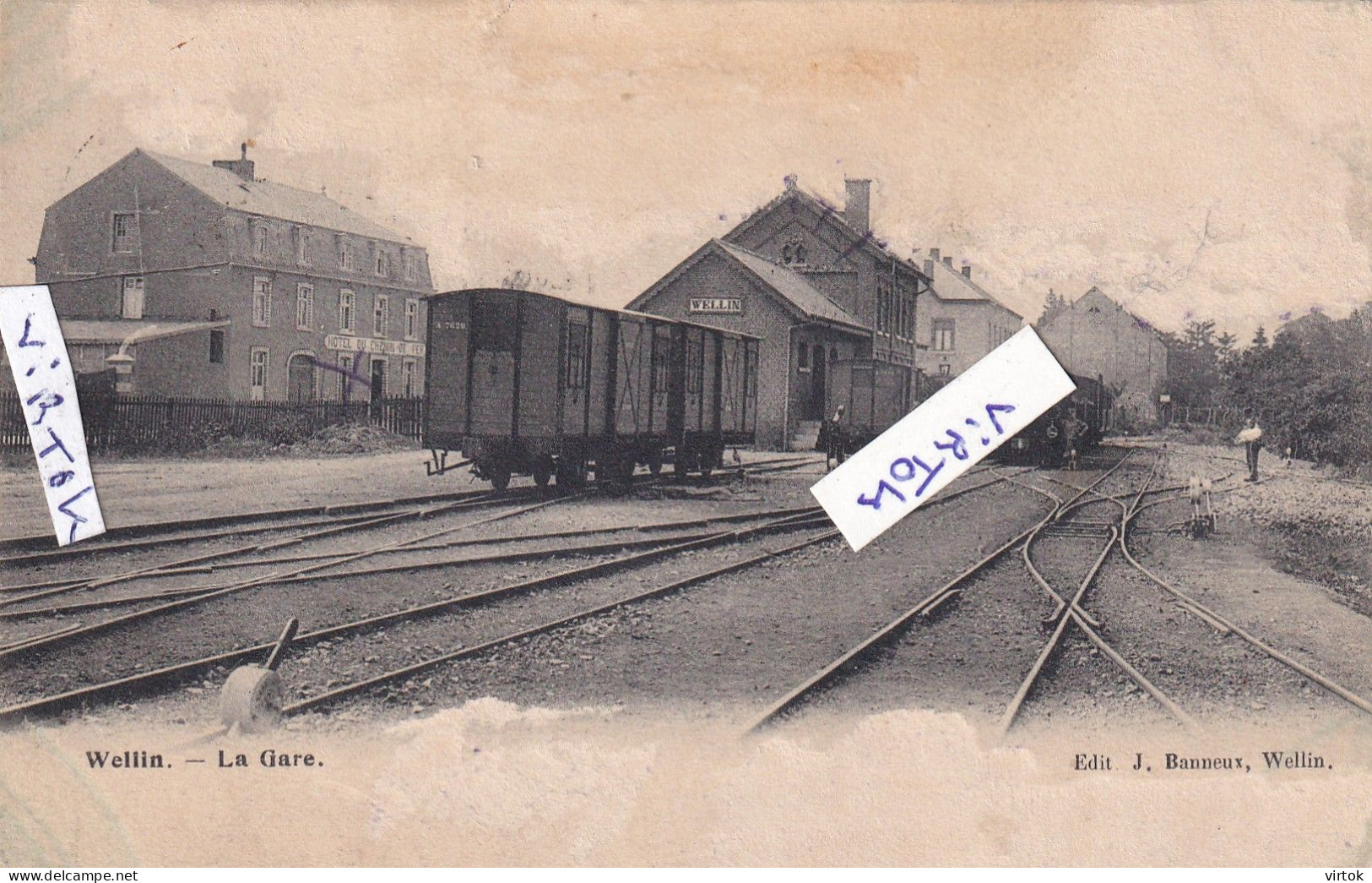 Wellin :  La Gare    TRAM - VICINAL   1908 avec timbre