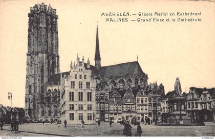 Belgium Machelen Malines Grand Place and Cathedral vintage postcard