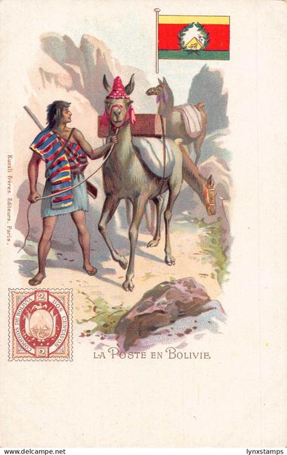 Bolivia Poste en Bolivie Native Boy Ethnic Camel Stamp Flag postcard B908