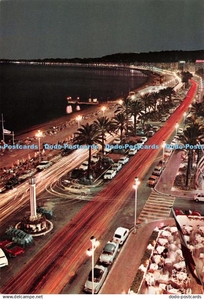 D101528 Nice. La Cote D Azur. La Promenade des Anglais la Nuit. Mar. Giovanni Tr