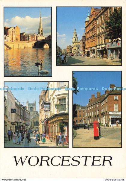 D196090 Worcester College Yard River Severn and Worcester Bridge High Street and