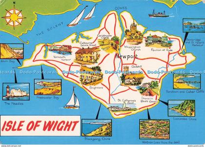 D281116 Isle of Wight Pictorial Map of the Isle of Wight The Needles Blackgang C