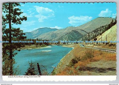 D330803 Clark Fork River Along Interstate 90. Bob Anderson Postcards. Kalispell.