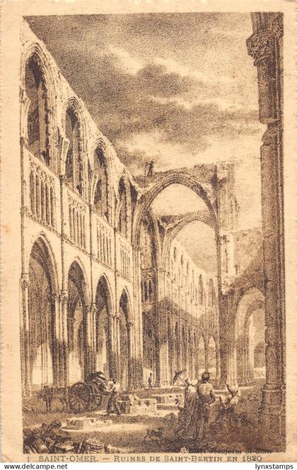 France Saint Omer Ruines de Saint Bertin vintage postcard