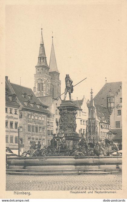 PC30179 Nurnberg. Hauptmarkt und Neptunbrunnen. J. Velten