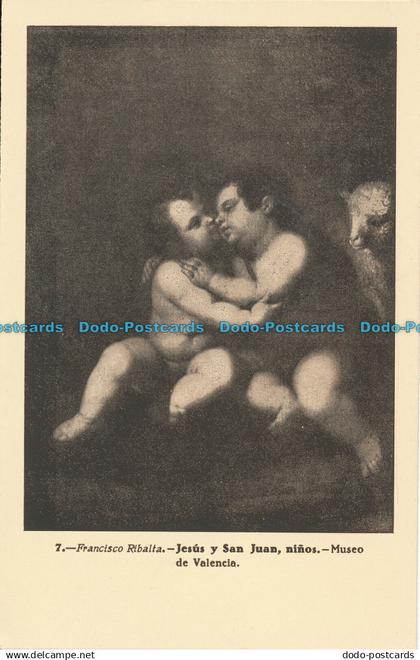 R005687 Postcard. Francisco Ribalta. Jesus y San Juan Ninos. Museo de Valencia