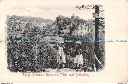 R478984 Sachs Schweiz Hockstein Blick nach Hohnstein Paul Heine 1908