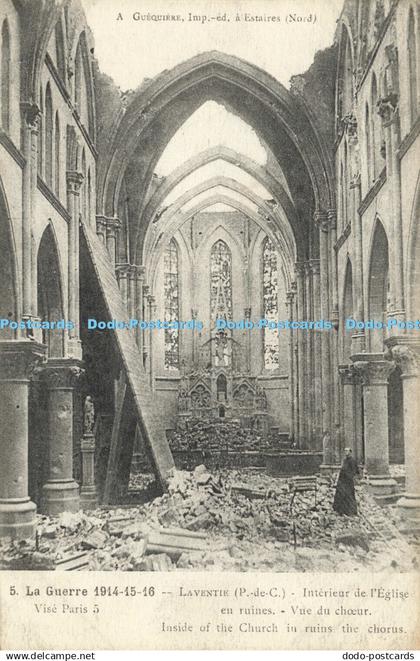 R611054 Laventie Inside of the Church in Ruins the Chorus Guerre 1914 A Guequier