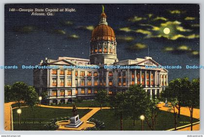 R816655 Atlanta Ga Georgia State Capitol at Night R and R News C T Art Colortone