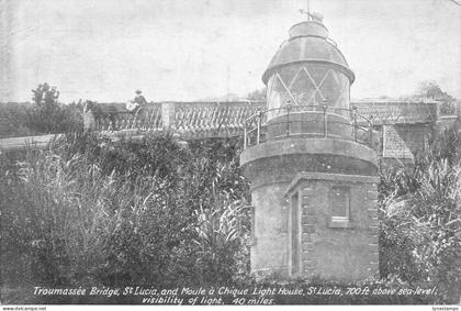 Saint Lucia Troumassee Bridge Moule a Chique Lighthouse vintage postcard B909