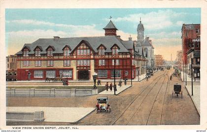 View from Union Depot Joliet Ill. Postkarte AK