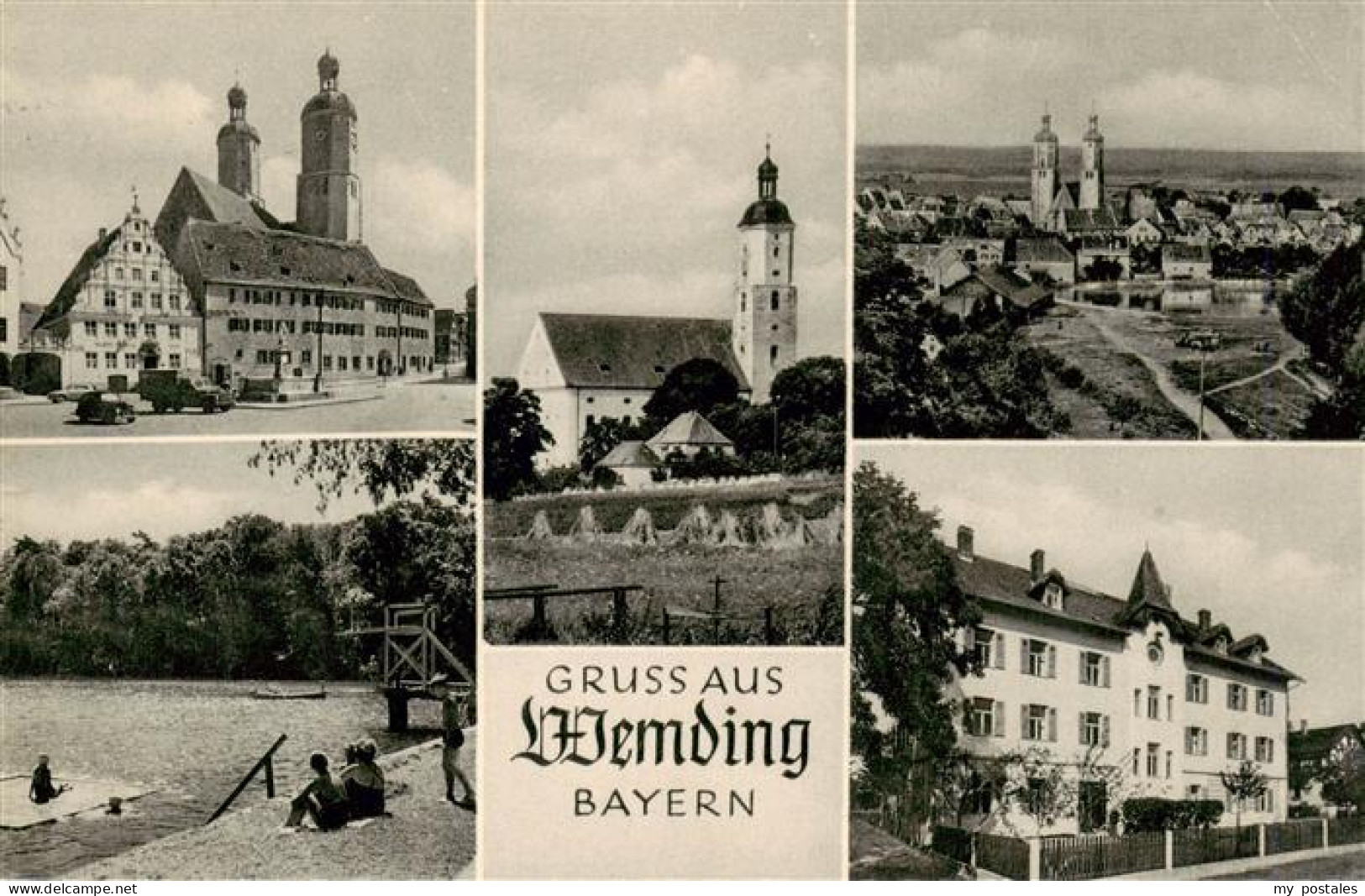Wemding Bayern Rathaus Kirchen Panorama Seepartie