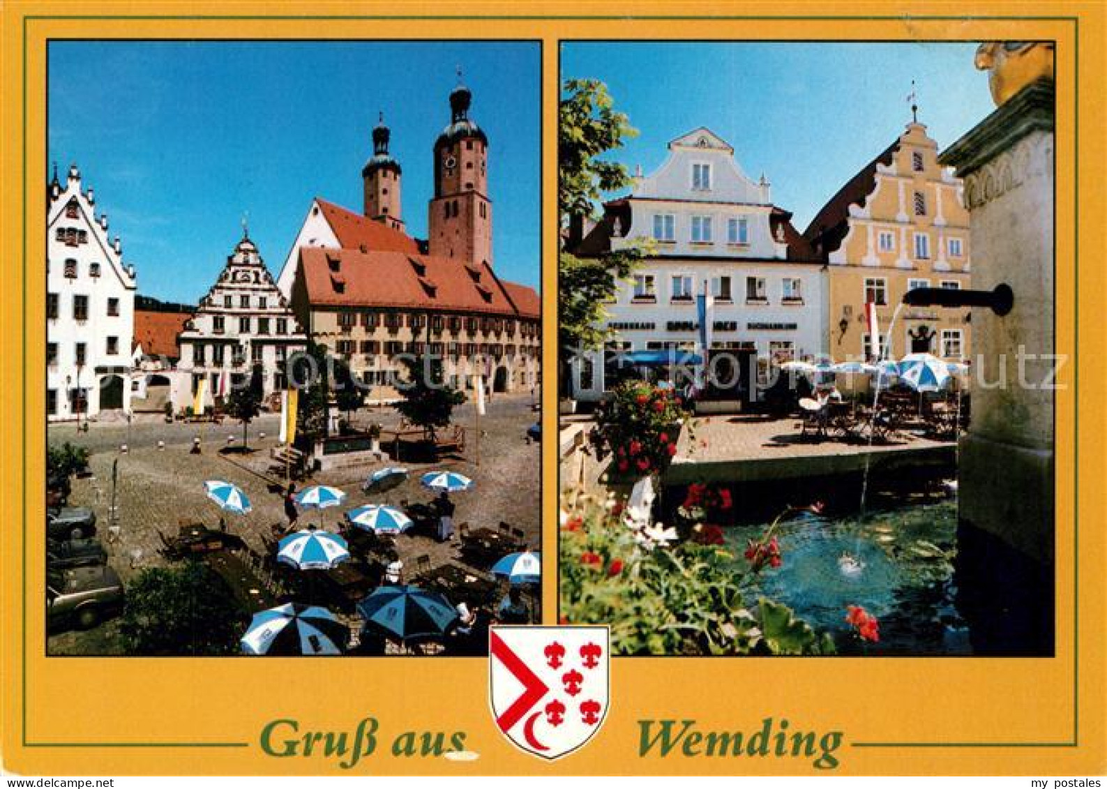 Wemding Kirche Marktplatz Brunnen
