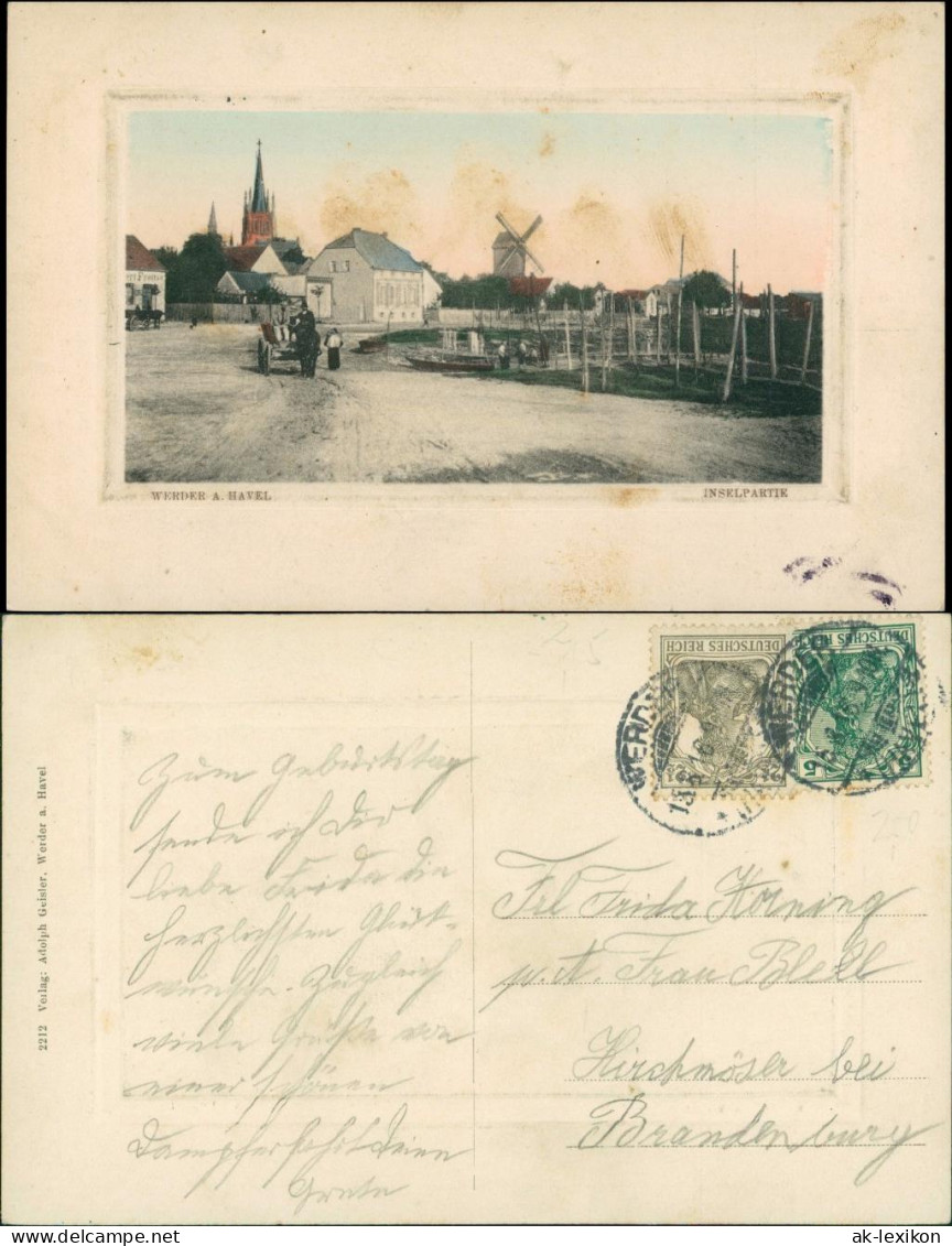 Werder (Havel) Straße, Inselpartie - Windmühle 1916 Passepartout