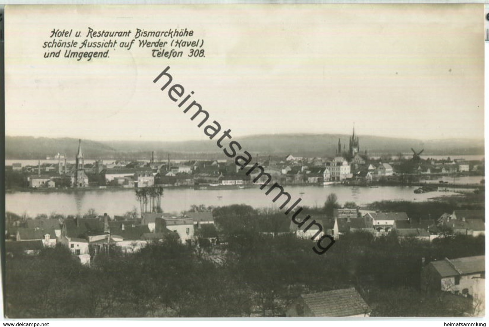 Werder - Schönste Aussicht auf Werder vom Hotel Bismarckhöhe - Foto-Ansichtskarte