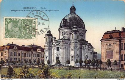 A065 Austria 1915 Berndorf Margarethen Church Buergerschulen vintage postcard