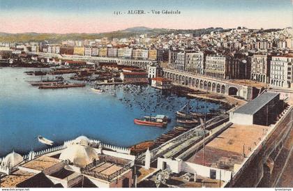 B063 Algeria Algiers General View Boats vintage postcard