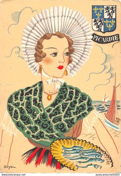 B99257 picardie postcard  france woman  costumes types ethnics folklore