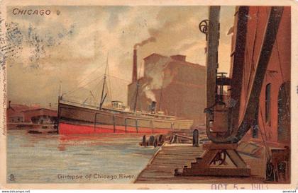 Chicago Glimpse of Chicago River Postkarte AK 1903