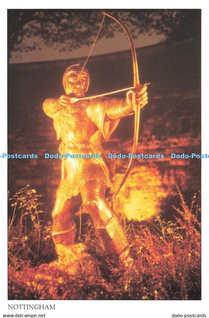 D185764 Nottingham. Robin Hood Statue by Night. Nottingham Museum