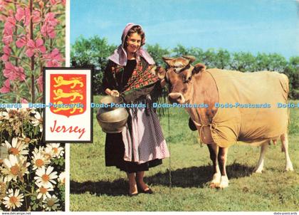 D267813 Jersey Jersey Milkmaid With Jersey Cow Jarrold 1971 Multi View