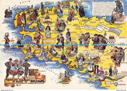 D293762 Geographie Folklorique du Costume en Bretagne. Map. La Bretagne Folklori