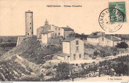 France 1913 Perpignan Chateau Roussillon vintage postcard
