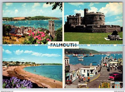 L353329 Falmouth Showing Pendennis Castle Falmouth Pier Gyllyngvase Beach and Ri