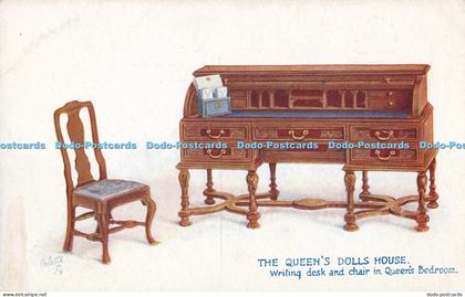 R029963 The Queens Dolls House Writing Desk and Chair in Queens Bedroom Tuck Oil