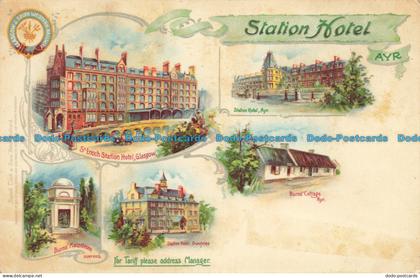 R651223 Ayr. Station Hotel. Burns Cottage. Glasgow. St. Enoch Station Hotel. Tuc